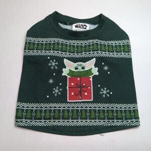 Star Wars Christmas Grogu Baby Yoda Mandalorian Size S Pet Dog T-Shirt Green